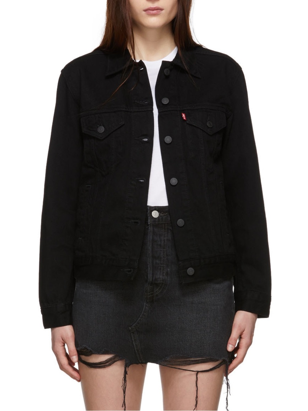 Levi’s : black denim ex boyfriend trucker jacket